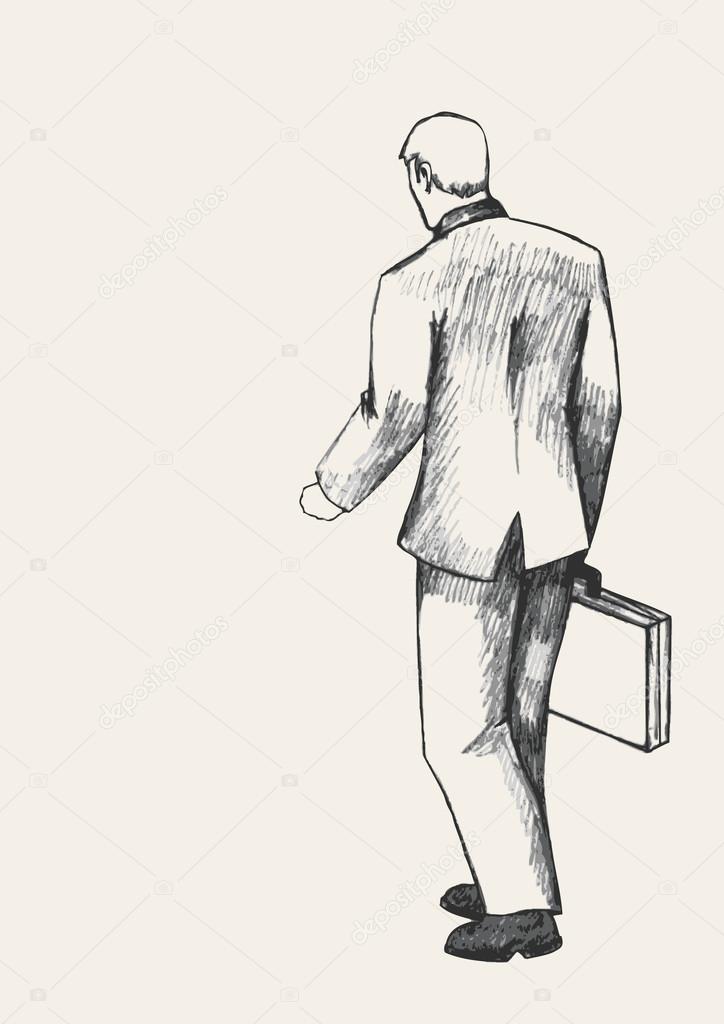 A Man With Suitcase Walking