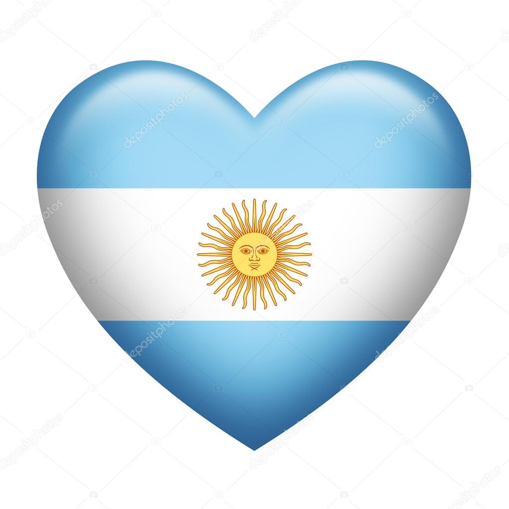 Heart shape of Argentina flag isolated on white