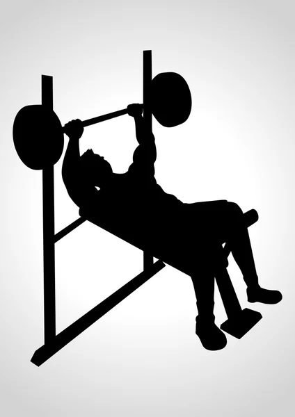 Man Exercising Using Weight Bench — Stock Vector