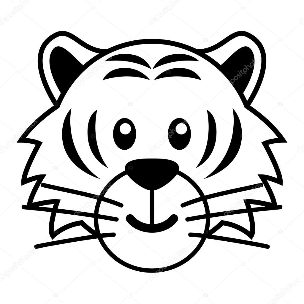Simple cartoon of a cute tiger