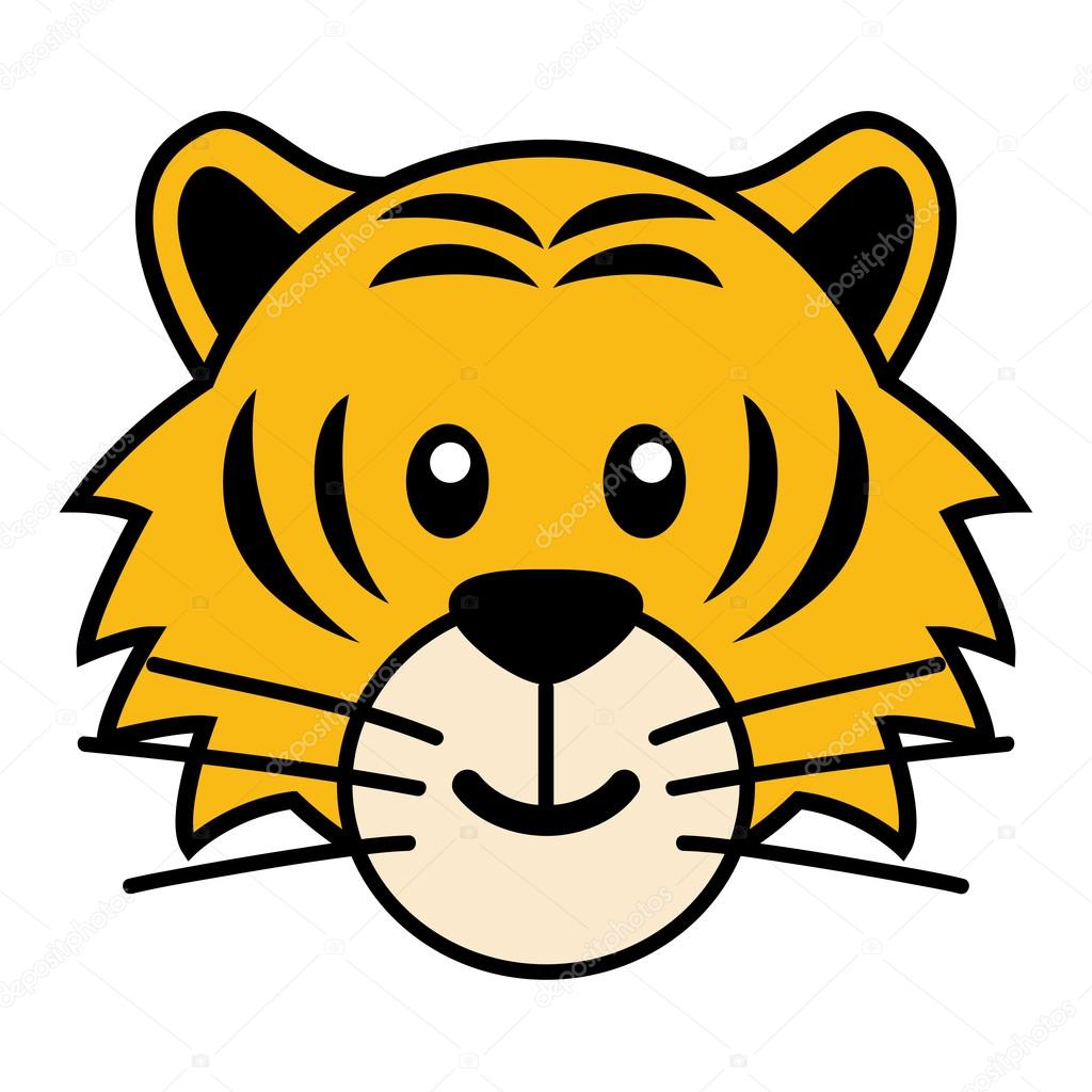 Simple cartoon of a cute tiger