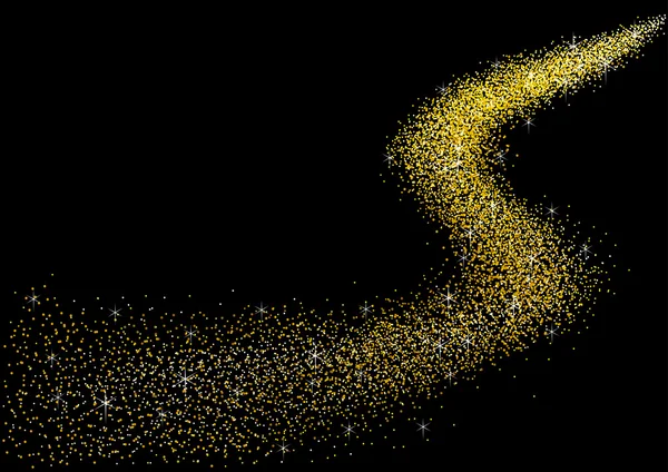 Золотая пыль на черном фоне — стоковый вектор