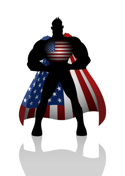 Superheld met Usa insignia — Stockvector