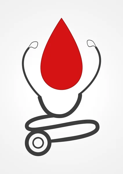Piktogramm eines Stethoskops und Blutstropfen — Stockvektor