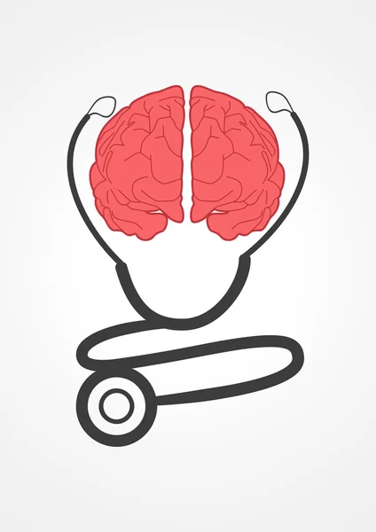 Pictogram van een stethoscoop en menselijk brein — Stockvector