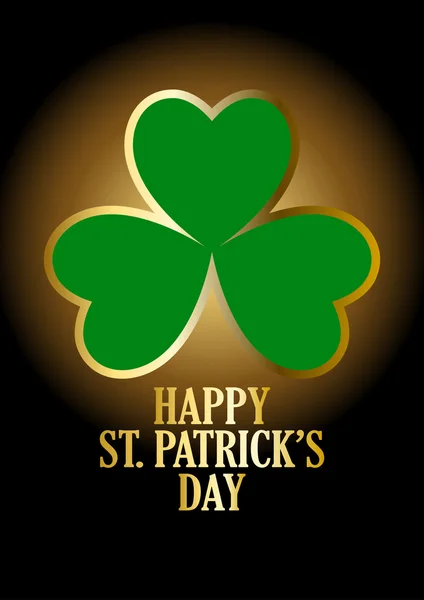 Text of Happy Saint Patrick 's Day with three-leaved shamrock — стоковый вектор