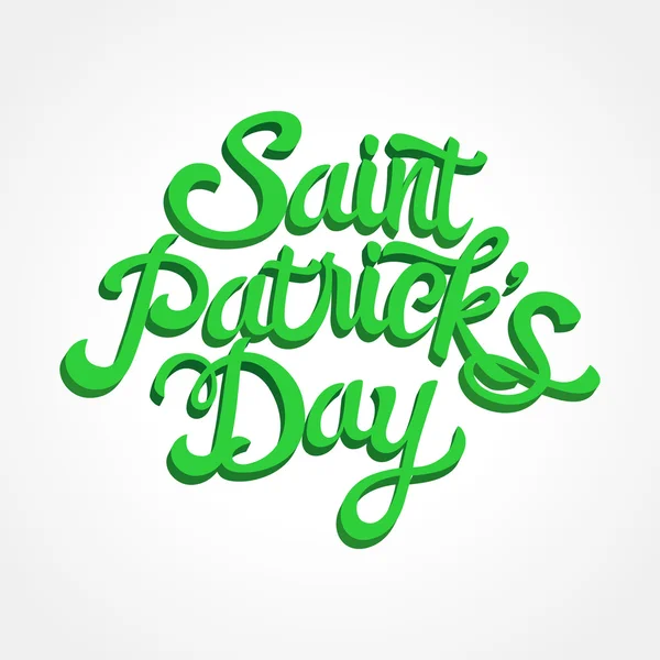 Texte effet 3D de la Saint Patrick sur fond blanc — Image vectorielle