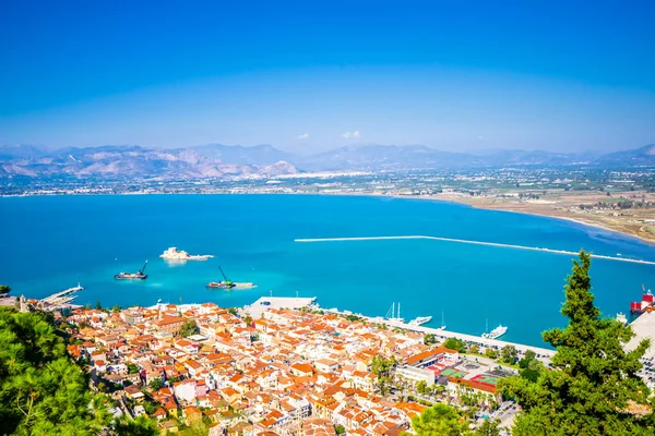 Nauplie vue panoramique aérienne depuis la forteresse de Palamidi, Péloponnes Grèce — Photo