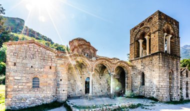 Yunanistan, Moreloponnese 'deki Agia Sofya' daki Bizans kilisesi. Yüksek kalite fotoğraf