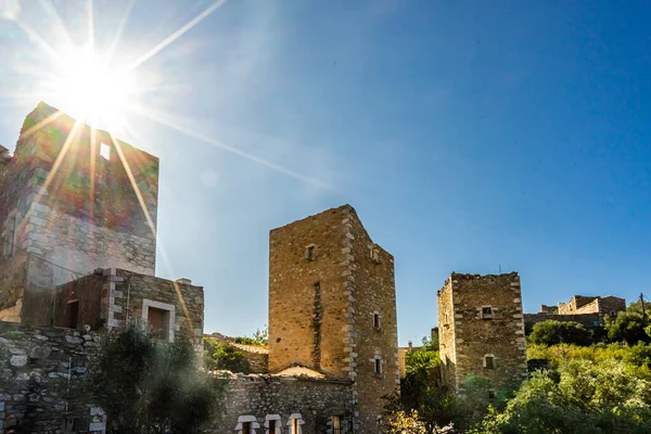 Old tower houses in village Vathia on Mani, Peloponnese Greece — Stock Photo, Image