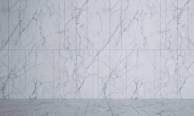 Modern konforlu dekorasyon mobilyaları boş oda iç tasarımı ve rastgele desenli mermer duvar dokusu arka planı. 