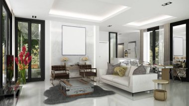 Lüks oturma odası ve mobilyaların iç tasarımı ve duvar dokusu arka planı.