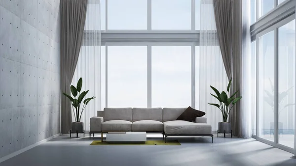 Espacio Sala Estar Moderna Maqueta Muebles Diseño Interiores Hormigón Textura — Foto de Stock