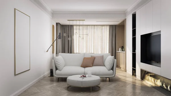 Espacio Sala Estar Maqueta Muebles Diseño Interiores Textura Pared Fondo — Foto de Stock