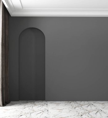 Modern konforlu iç tasarım oturma odası ve dekorasyon siyah duvar desenli arka plan 