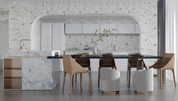 Moderne Luxus Speisekammer Küche Und Wohnzimmer Innenarchitektur Und Wand Textur — Stockfoto