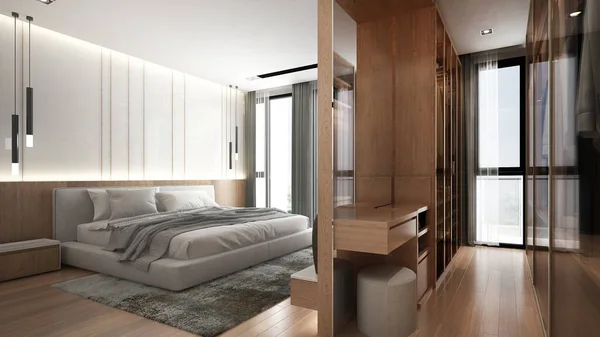 Moderne Slaapkamer Interieur Textuur Muur Achtergrond Lopen Kast Kamer — Stockfoto