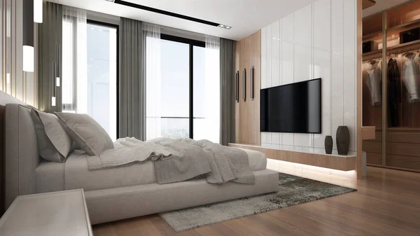 Moderne Schlafzimmer Innenarchitektur Und Textur Wand Hintergrund — Stockfoto