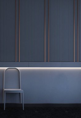 Oturma odasında ahşap sandalyeli ev içi arka plan, ahşap duvar dokusu arka plan, 3D görüntüleme