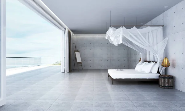 Das Moderne Schlafzimmer Innenarchitektur Und Betonwand Textur Hintergrund Neue Rendering — Stockfoto