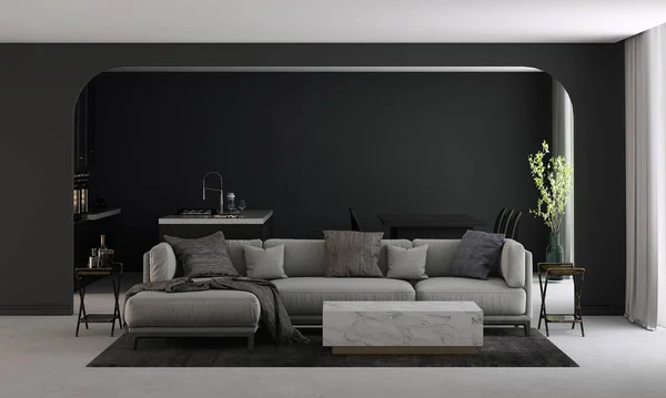 Home Decoration Mock Furniture Interior Design Modern Living Room Dining — Stock Photo, Image