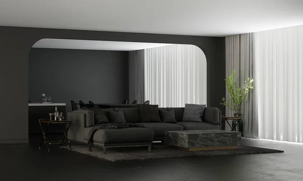 Modern Decoration Mock Furniture Interior Design Living Room Dining Table — Stock Photo, Image
