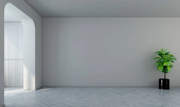 Modern Boş Oturma Odası Tasarım Beyaz Duvar Arkaplanı — Stok fotoğraf