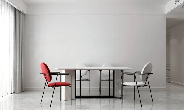 Das Gemütliche Esszimmer Und Attrappe Möbel Dekoration Und Weiße Leere — Stockfoto