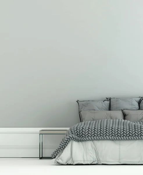 寝室と家具の装飾と白い空の壁の背景をモックアップ — ストック写真