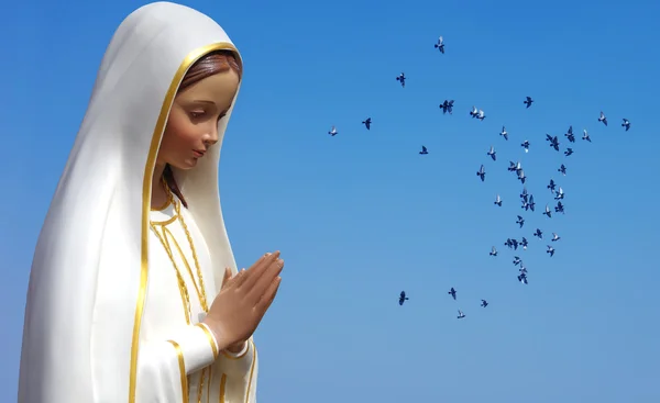 Colombes élèvent vers le ciel représentant des anges portant l'âme à Hea — Photo