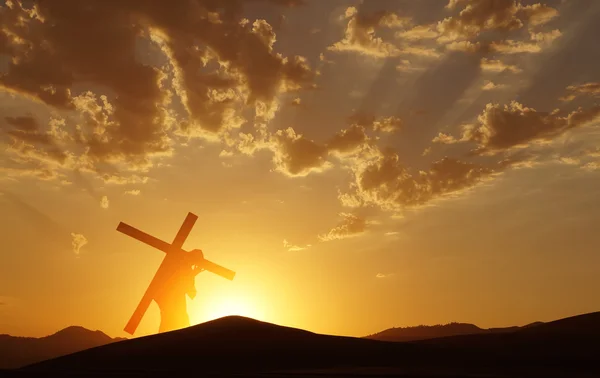 Gesù Cristo che porta la croce sul Calvario il Venerdì Santo — Foto Stock