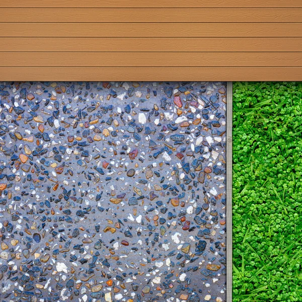 Timber, grass and aggregate details — Stock Photo, Image