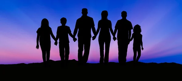 Silhouette of Family at Sunset — Stock Photo, Image