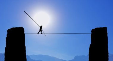Tightrope Walker Balancing on the Rope  clipart