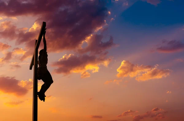 The crucifixion of Jesus over dramatic sky — Stock Photo, Image