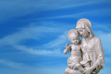 Statue of Virgin Mary and Jesus clipart