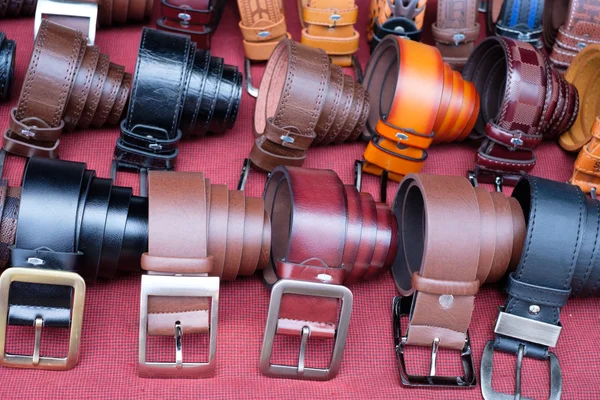 Leather belt in the market — Stock Photo, Image