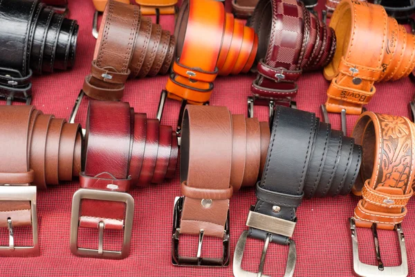 Leather belt in the market — Stock Photo, Image