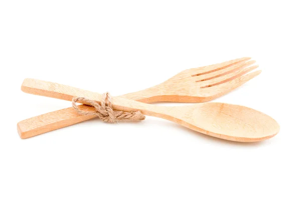 Wooden fork and spoon  isolated — Stock Photo, Image