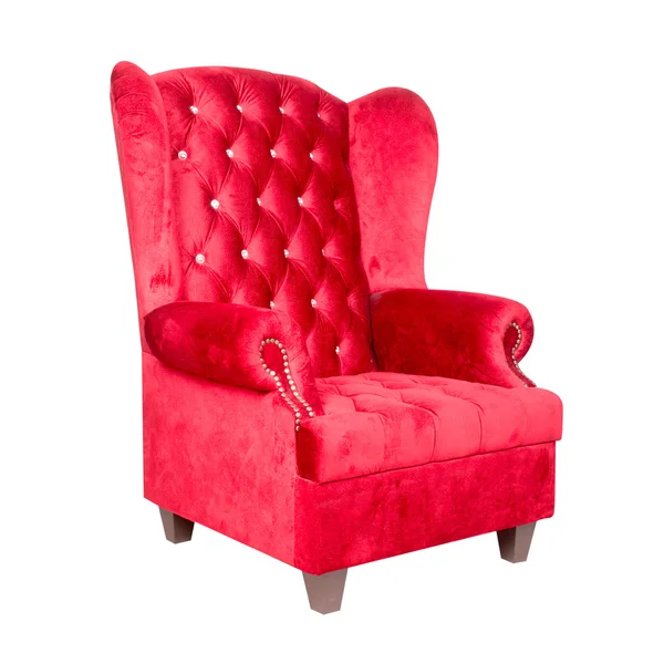 Fauteuil en cuir rouge isolé sur blanc . — Photo