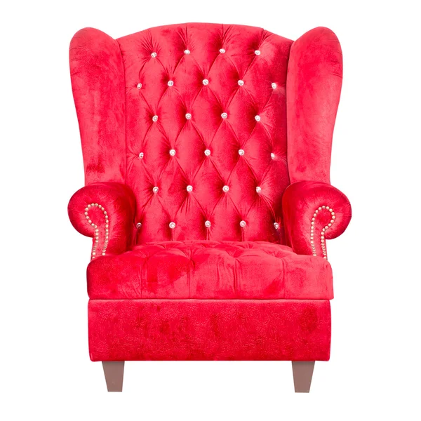 Red leather armchair isolated on white. — Stock Photo, Image