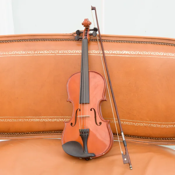Violino no couro — Fotografia de Stock