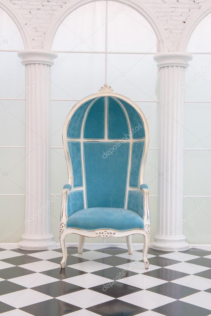 blue leather chair