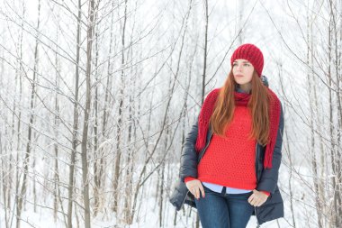Güzellik kız kış arka planda
