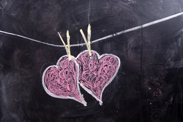 Hearts drawn with chalk — Stock Photo, Image