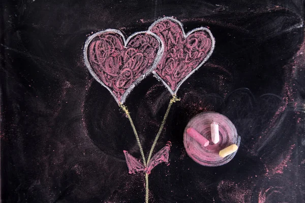 Hearts drawn with chalk — Stock Photo, Image