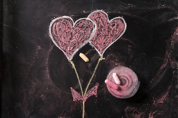 Hearts drawn with chalk — Stock Photo, Image