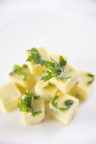 Cubo de óleo congelado com salsa — Fotografia de Stock