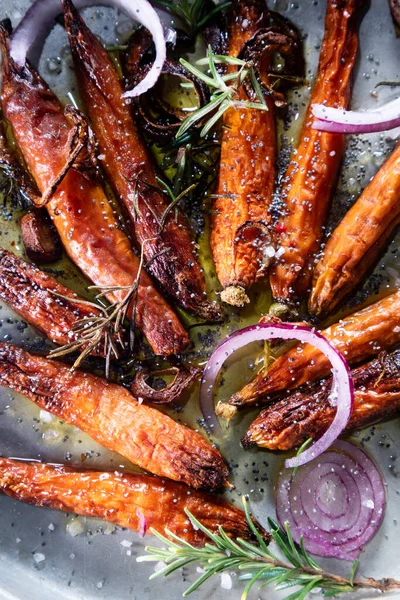 Photographic Reproduction Portion Carrots Roasted Oven — Stock Photo, Image