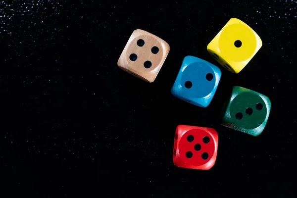 Representation Set Colored Game Dice Black Background — Stock Photo, Image